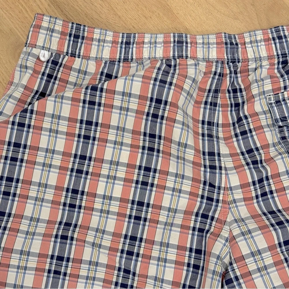 J CREW Swim Trunks Mens L Plaid Mesh-Lined 6